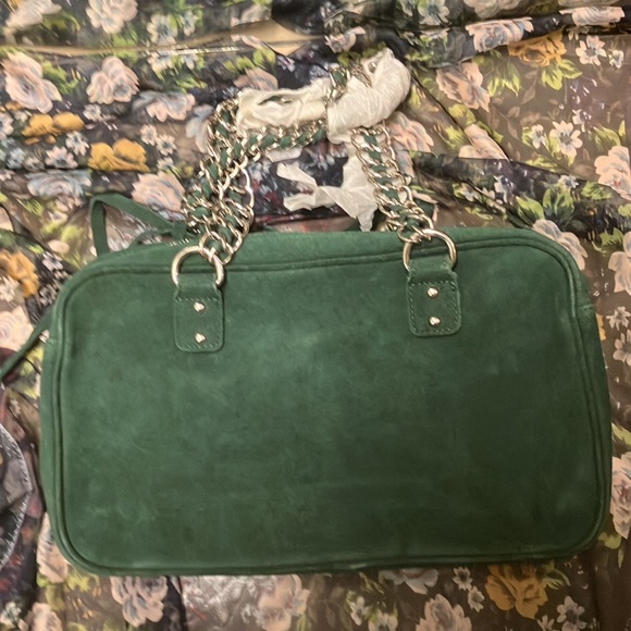 Avon NWO tags- stunning hunter green suede handbag - Picture 5 of 15